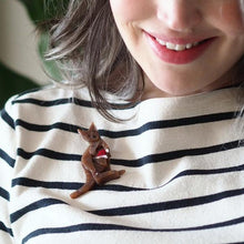 Load image into Gallery viewer, Erstwilder - Joey&#39;s First Christmas Kangaroo Brooch (2021) - 20th Century Artifacts