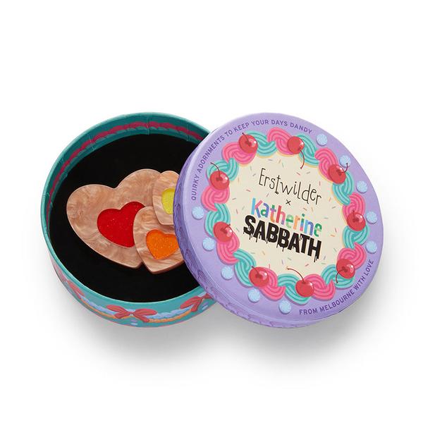 Erstwilder - Katherine Sabbath - Lolly Heart Cookies Brooch - 20th Century Artifacts