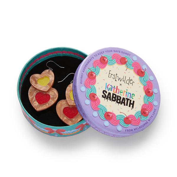 Erstwilder - Katherine Sabbath - Lolly Heart Cookies Drop Earrings - 20th Century Artifacts
