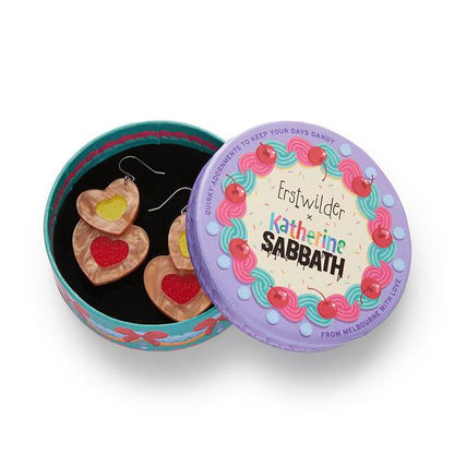 Erstwilder - Katherine Sabbath - Lolly Heart Cookies Drop Earrings - 20th Century Artifacts