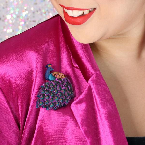 Erstwilder - Le Peacock Royal Brooch (purple) (2021) - 20th Century Artifacts