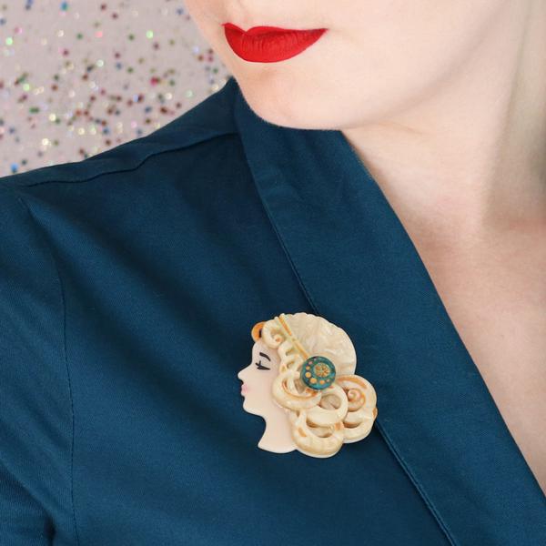 Erstwilder - Mademoiselle Bernhardt Brooch (blonde hair) (2021) - 20th Century Artifacts