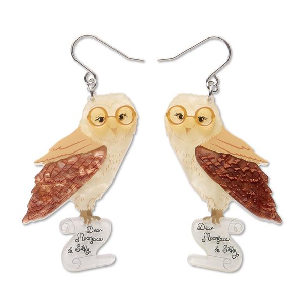 Erstwilder - Magic Faraway Tree - Barny Owl Drop Earrings - 20th Century Artifacts