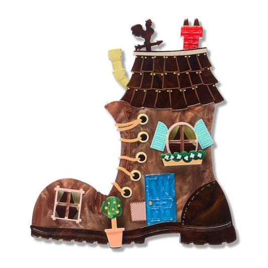 Erstwilder - Magic Faraway Tree - Shoe House Brooch - 20th Century Artifacts