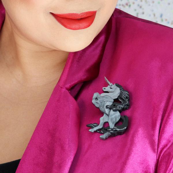 Erstwilder - Majesty and Myth Unicorn Brooch (black) (2021) - 20th Century Artifacts