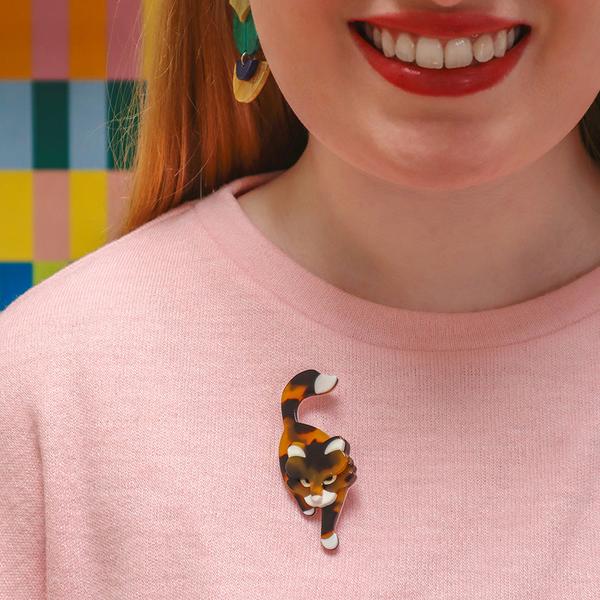 Erstwilder - Meandering Monday Cat Brooch - 20th Century Artifacts