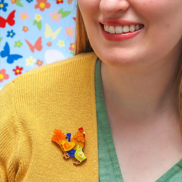 Erstwilder - Mother Hen Knows Best Brooch - 20th Century Artifacts
