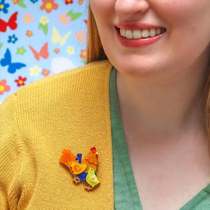 Erstwilder - Mother Hen Knows Best Brooch - 20th Century Artifacts