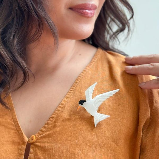 Erstwilder - New Zealand Fairy Tern Brooch - 20th Century Artifacts