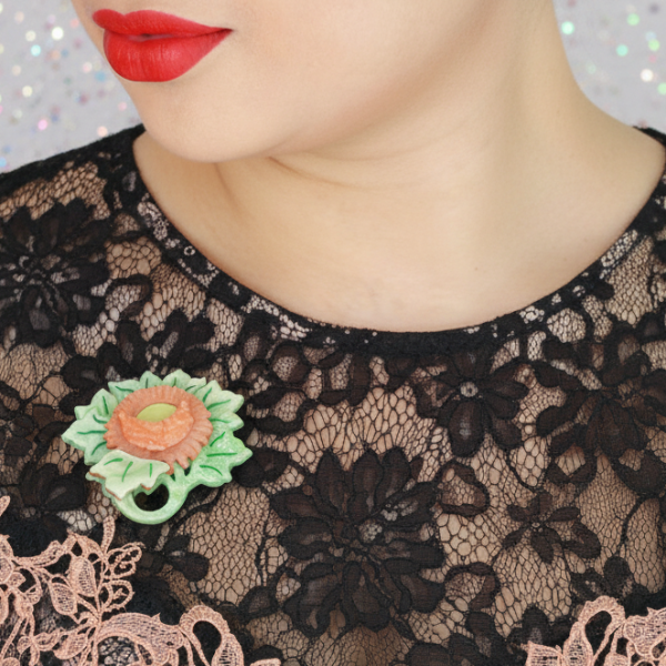 Erstwilder - November Reign Chrysanthemum Brooch (2021) - 20th Century Artifacts