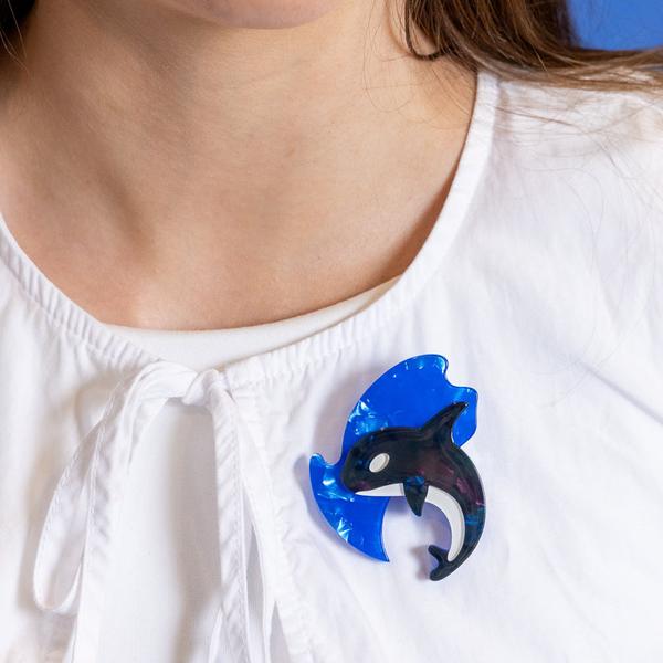 Erstwilder - Olinda the Honorable Orca Brooch - 20th Century Artifacts