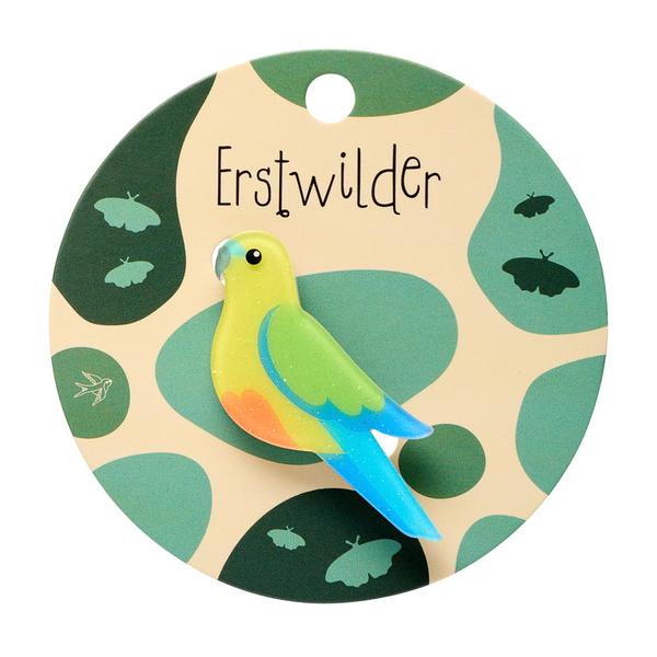 Erstwilder - Orange-Bellied Parrot Simplified Mini Brooch - 20th Century Artifacts