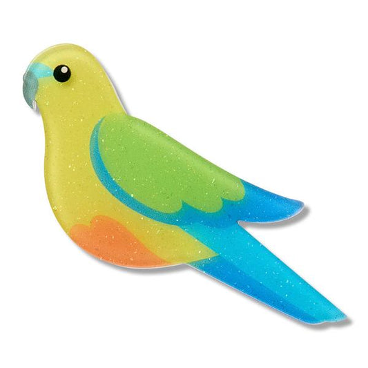Erstwilder - Orange-Bellied Parrot Simplified Mini Brooch - 20th Century Artifacts