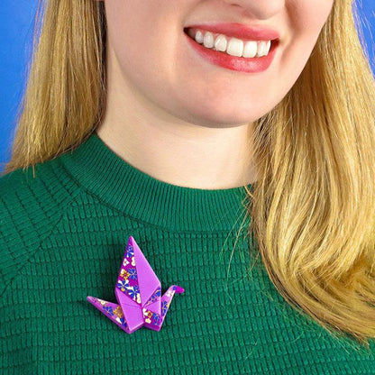 Erstwilder - Origami - Fortunate Crane Brooch - 20th Century Artifacts
