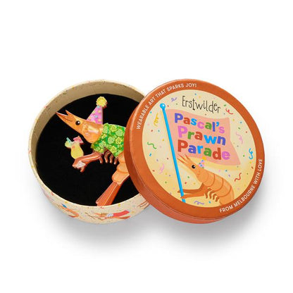 Erstwilder - Pascal the Party Prawn Brooch - 20th Century Artifacts