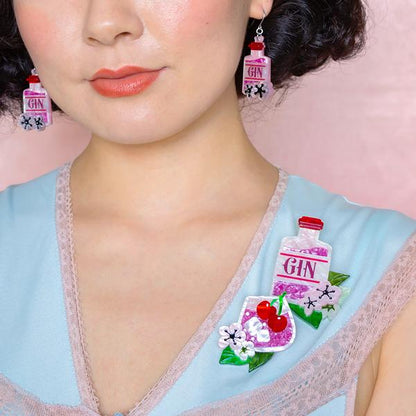 Erstwilder - Pink Gin Party Brooch Set (2023) - 20th Century Artifacts