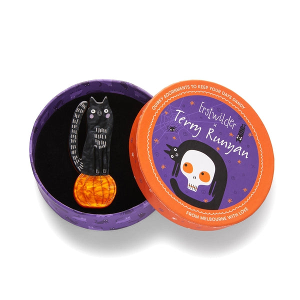Erstwilder - Pumpkin Time Kitty Brooch (Terry Runyan 2) (2023) - 20th Century Artifacts