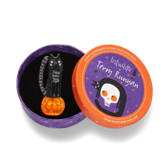 Erstwilder - Pumpkin Time Kitty Brooch (Terry Runyan 2) (2023) - 20th Century Artifacts