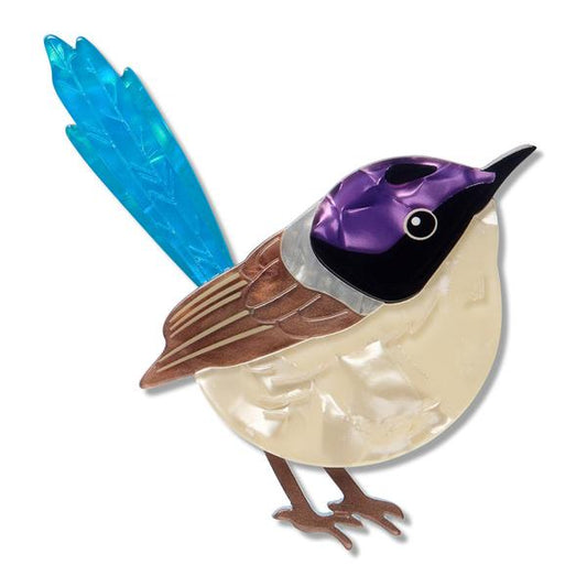 Erstwilder - Purple-Crowned Fairy Wren Brooch - 20th Century Artifacts