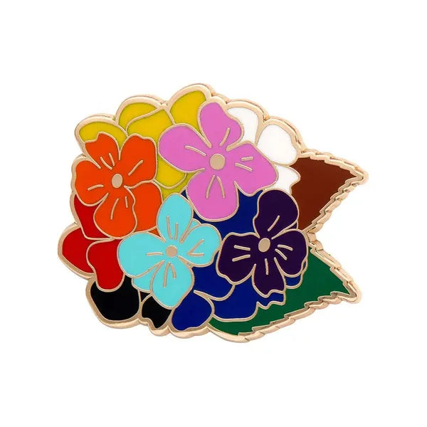 Erstwilder - Rainbow Heartfelt Hydrangea Enamel Pin - 20th Century Artifacts