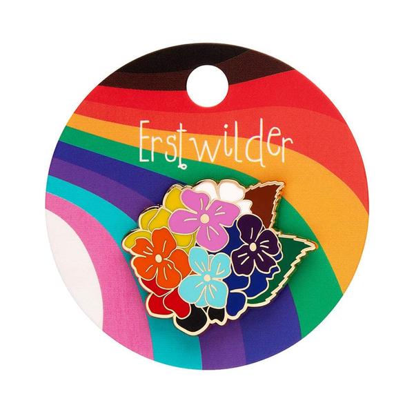 Erstwilder - Rainbow Heartfelt Hydrangea Enamel Pin - 20th Century Artifacts