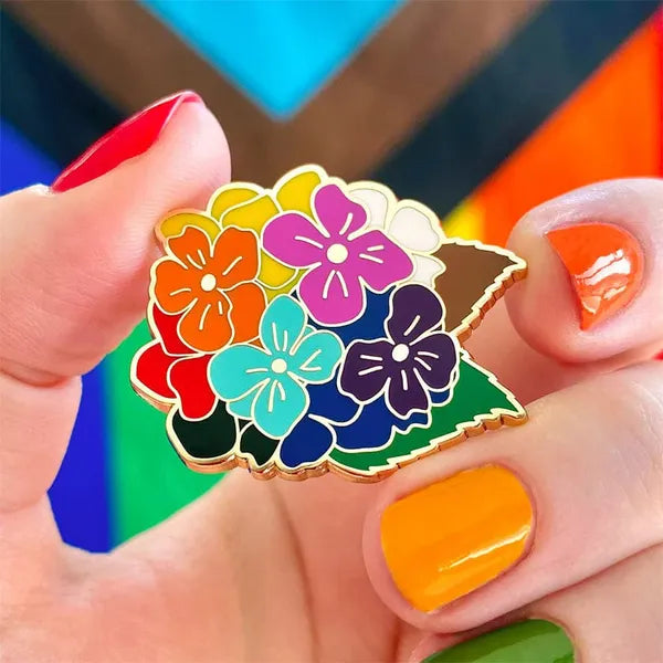 Erstwilder - Rainbow Heartfelt Hydrangea Enamel Pin - 20th Century Artifacts