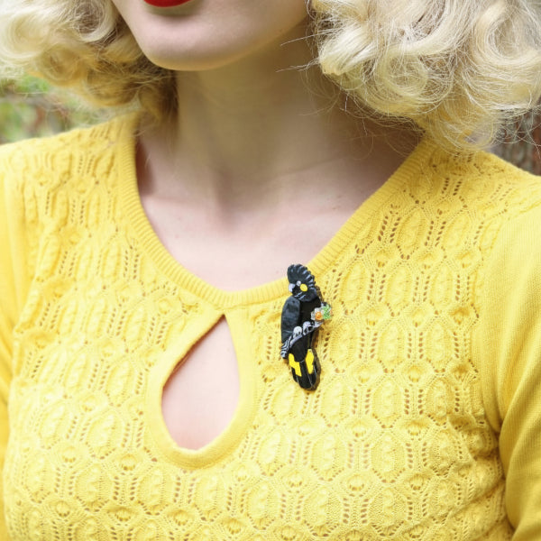 Erstwilder - Rohan Yellow Tail Cockatoo Brooch - 20th Century Artifacts