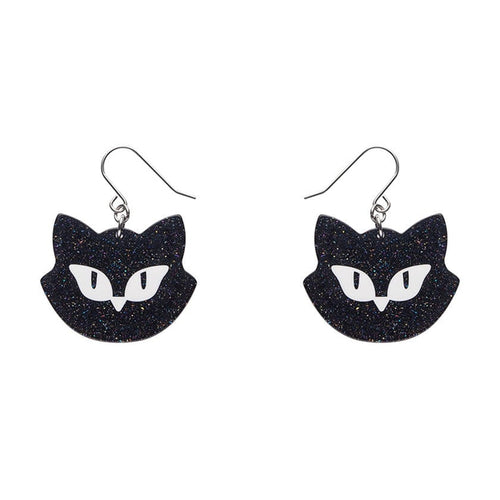 Erstwilder - Shadow the Cat Glitter Drop Earrings - 20th Century Artifacts