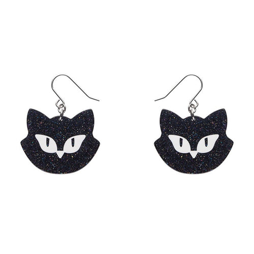 Erstwilder - Shadow the Cat Glitter Drop Earrings - 20th Century Artifacts