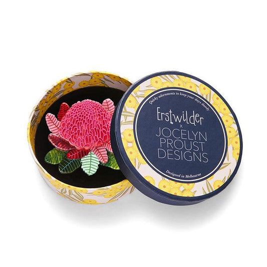 Erstwilder - Shady Lady Red Waratah Brooch (Jocelyn Proust) (2023) - 20th Century Artifacts