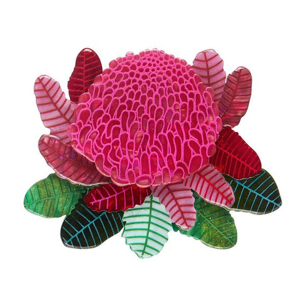 Erstwilder - Shady Lady Red Waratah Brooch (Jocelyn Proust) (2023) - 20th Century Artifacts