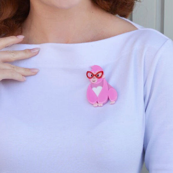 Erstwilder - Short-Sighted Sophie Gorilla Brooch (2018) pink - 20th Century Artifacts