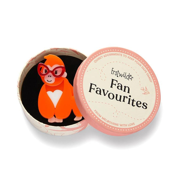 Erstwilder - Short-Sighted Sophie Gorilla Brooch (2023) orange - 20th Century Artifacts