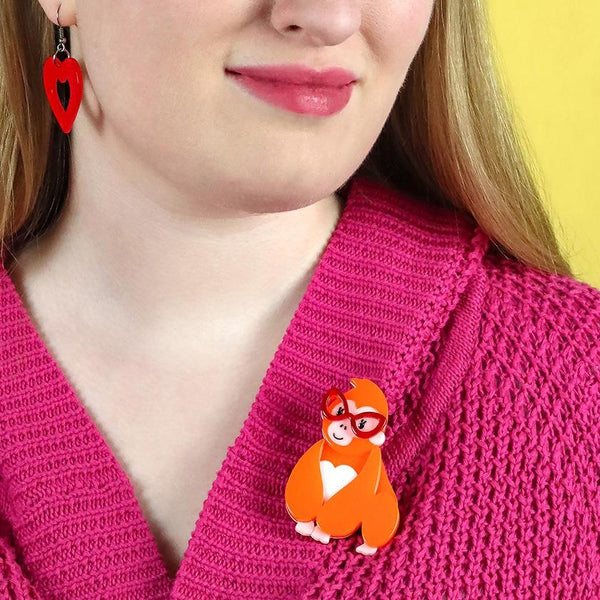 Erstwilder - Short-Sighted Sophie Gorilla Brooch (2023) orange - 20th Century Artifacts