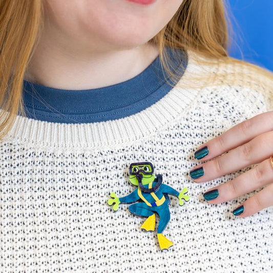 Erstwilder - Slick Swimmer Frog Brooch - 20th Century Artifacts