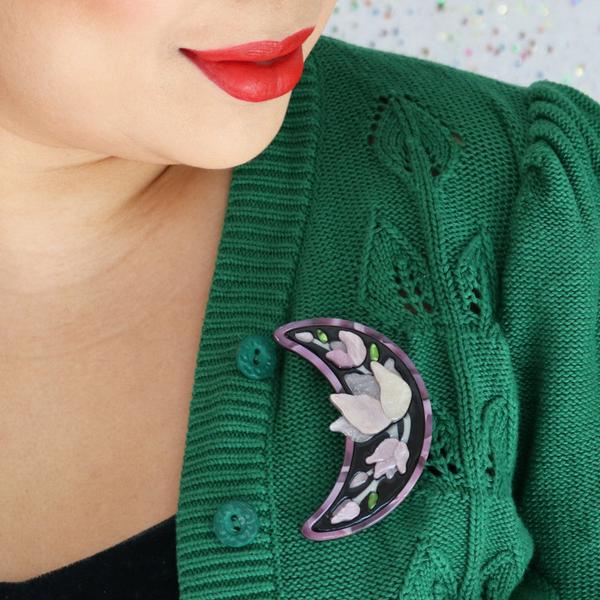 Erstwilder - Steel Magnolias Brooch (purple) (2021) - 20th Century Artifacts