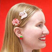 Load image into Gallery viewer, Erstwilder - Strawberries and Custard Hair Clips Set - 2 Piece - 20th Century Artifacts