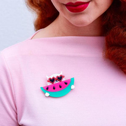 Erstwilder - Sunnies & Seeds Cat Watermelon Brooch (2020) - 20th Century Artifacts