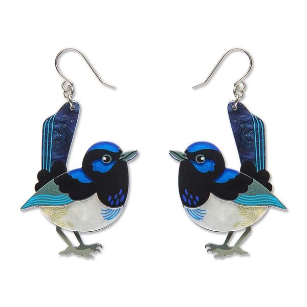 Erstwilder - Superb Fairy Wren Drop Earrings - 20th Century Artifacts