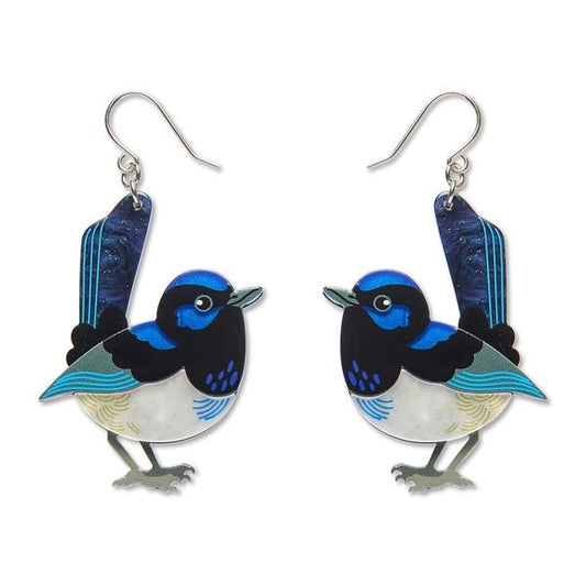 Erstwilder - Superb Fairy Wren Drop Earrings - 20th Century Artifacts