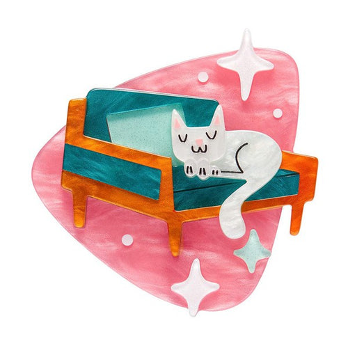 Erstwilder - Susan the Sleeping Kitty Brooch - 20th Century Artifacts