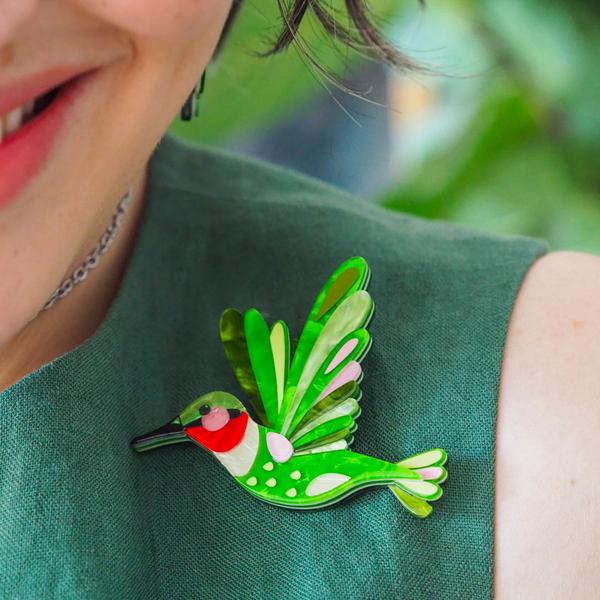 Erstwilder - The Riveting Ruby-Throated Hummingbird Brooch (Pete Cromer) (2025) - 20th Century Artifacts