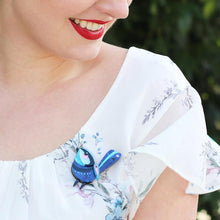 Load image into Gallery viewer, Erstwilder - The Splendid Fairy Wren Brooch (Pete Cromer) (2021) - 20th Century Artifacts