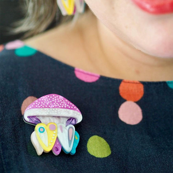 Erstwilder - The Whimsical White Spotted Jellyfish Brooch (Pete Cromer) (2023) - 20th Century Artifacts