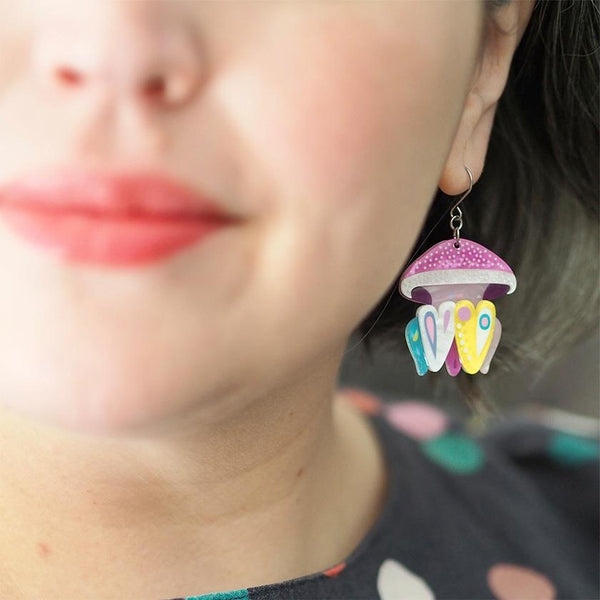 Erstwilder - The Whimsical White Spotted Jellyfish Drop Earrings (Pete Cromer) (2023) - 20th Century Artifacts