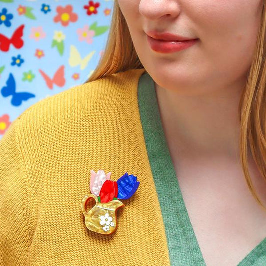Erstwilder - Trio of Tulips Brooch - 20th Century Artifacts