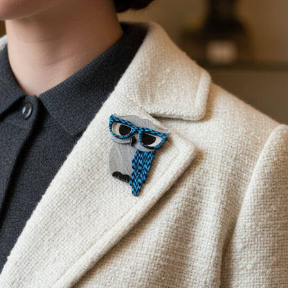 Erstwilder - Waldo the Wacky Wise Owl Brooch (2015) blue - 20th Century Artifacts