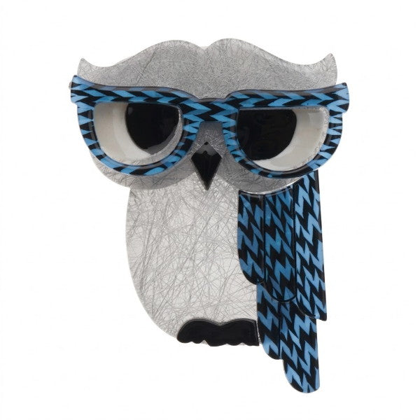 Erstwilder - Waldo the Wacky Wise Owl Brooch (2015) blue - 20th Century Artifacts