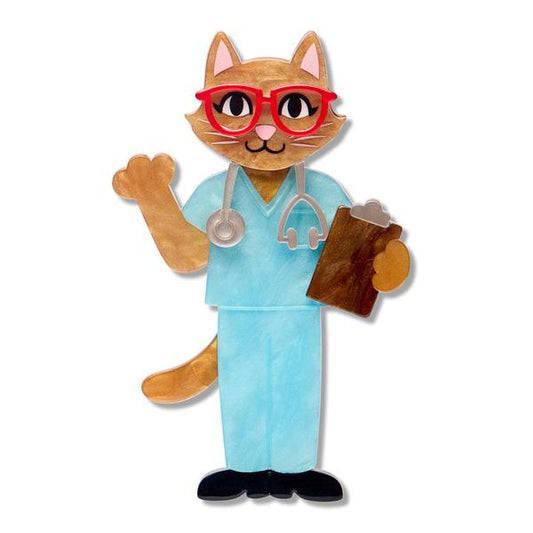 Erstwilder - Whiskers M.D. Cat Brooch - 20th Century Artifacts