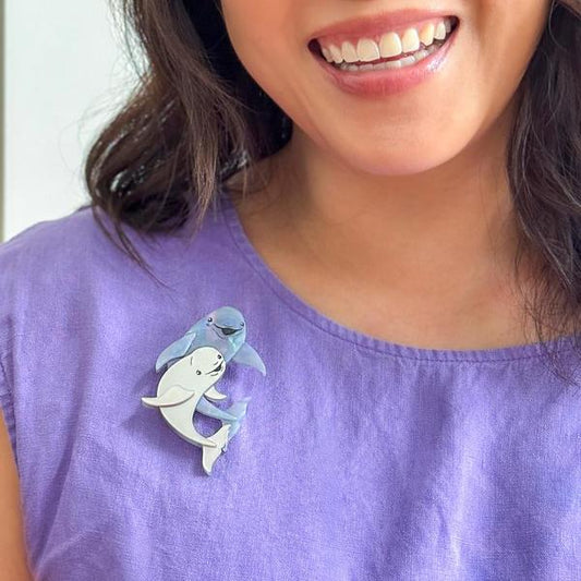 Erstwilder - Yangtze Finless Porpoises Brooch - 20th Century Artifacts